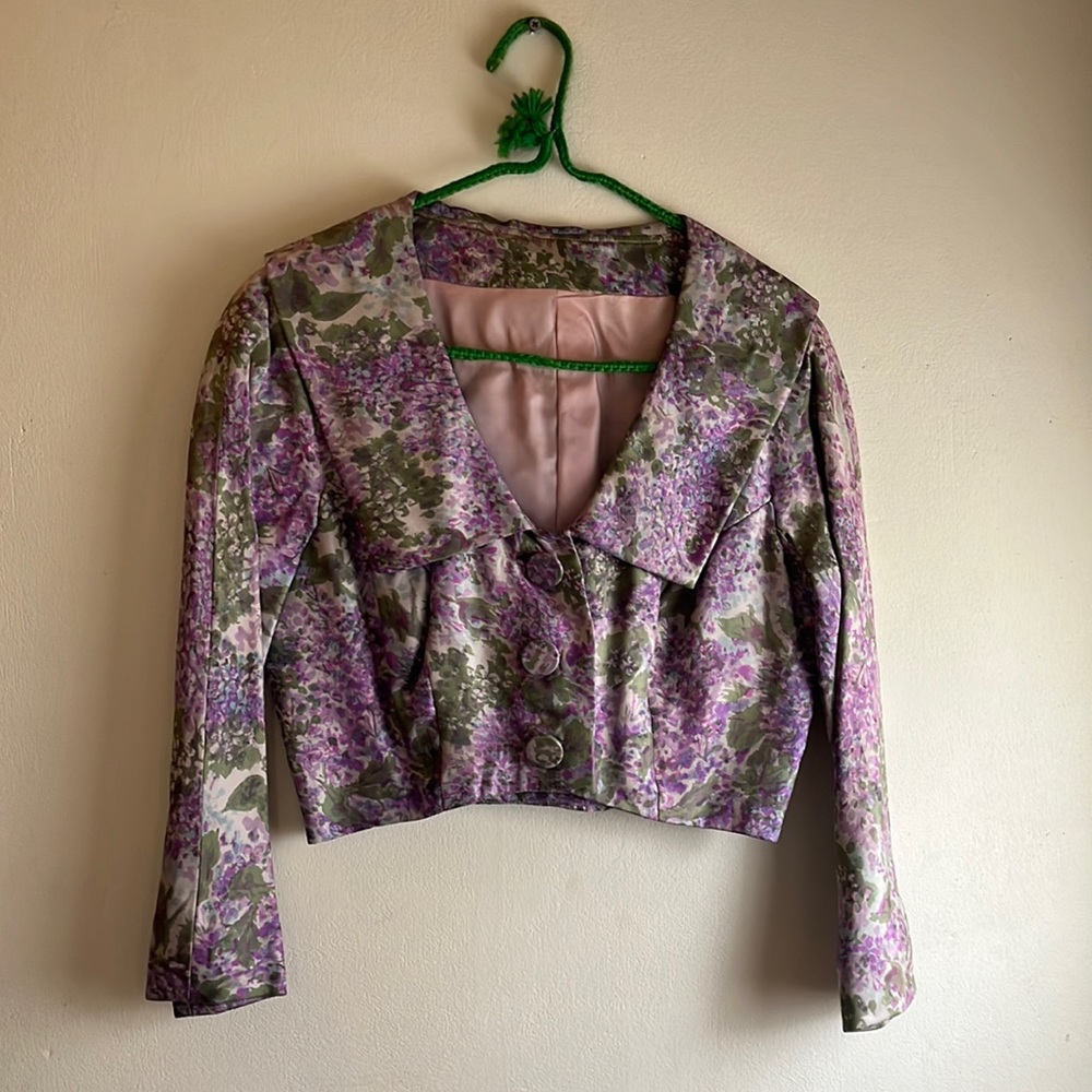 VINTAGE cropped jacket lavender and green size small